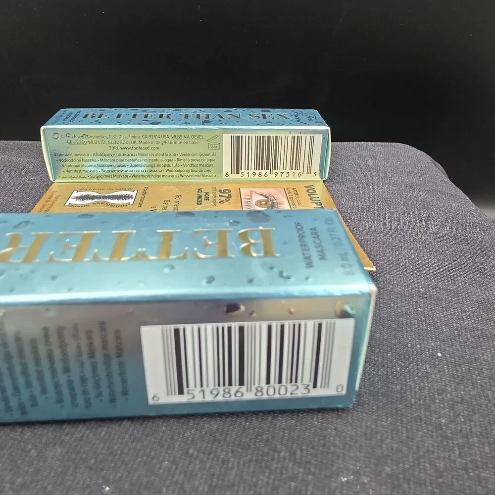 Too Faced Better Than Sex Waterproof Mascara Black .27 & 0.17 oz Set of 2 NIB